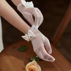 Romantic Bow Bridal Gloves for Wedding Ceremonies