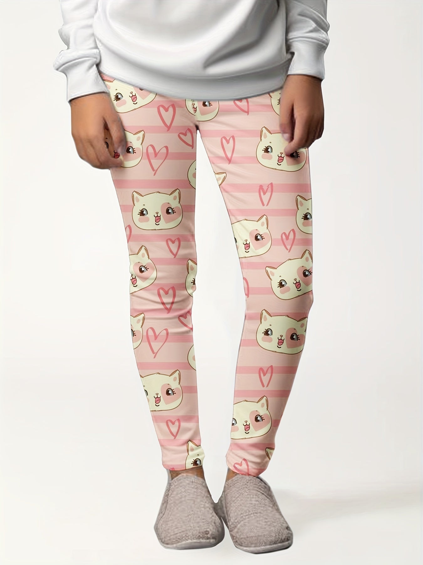 Kitty Graphic Leggings Girls Stripped Leggings Spring Fall Gift