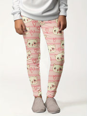 Kitty Graphic Leggings Girls Stripped Leggings Spring Fall Gift