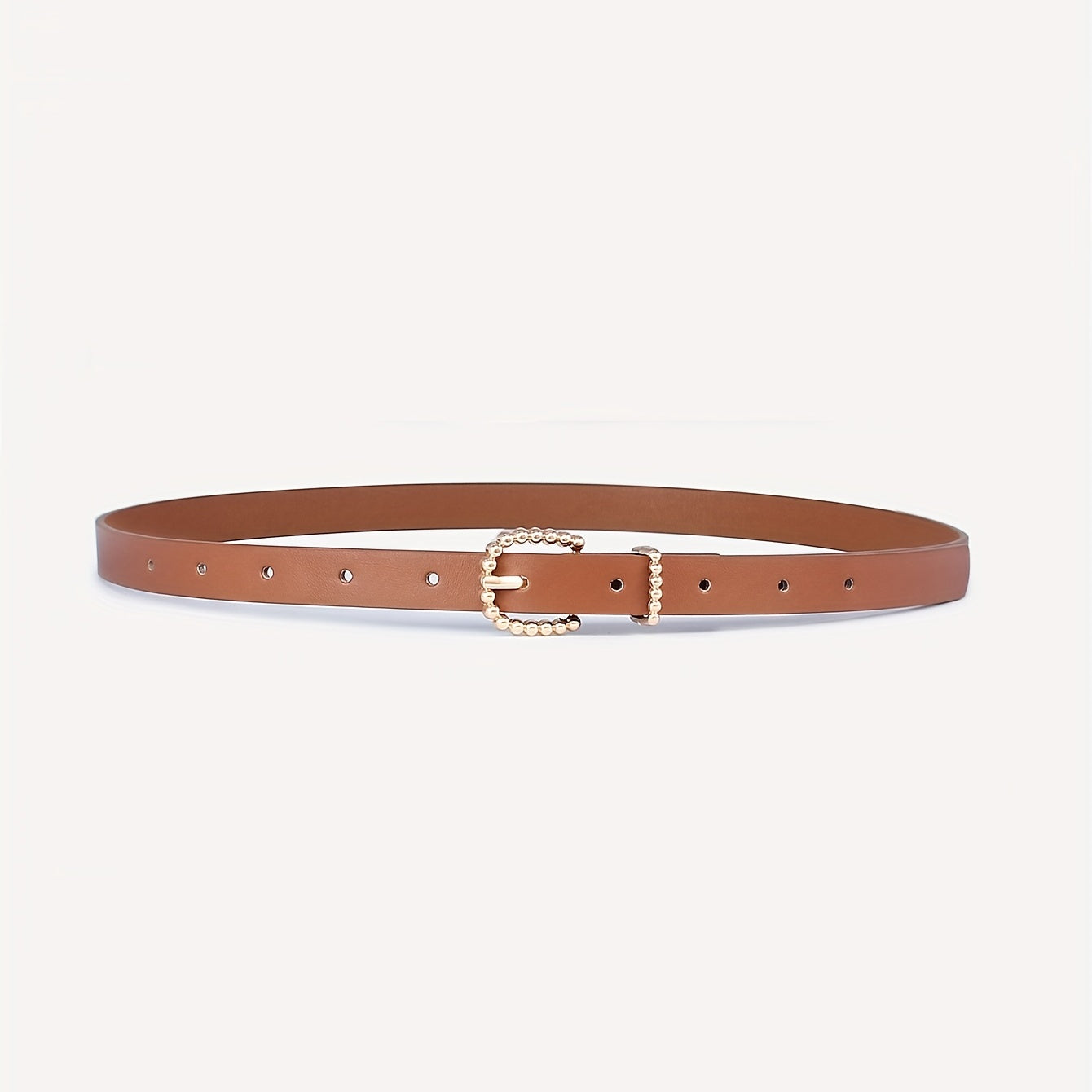 3pcs Set Golden Beaded Buckle Belt PU Leather Waist Belt for Women