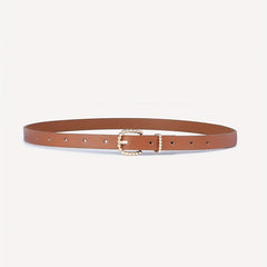 3pcs Set Golden Beaded Buckle Belt PU Leather Waist Belt for Women