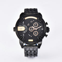 KUERST Dual Time Zone Steel Strap Quartz Sports Watch