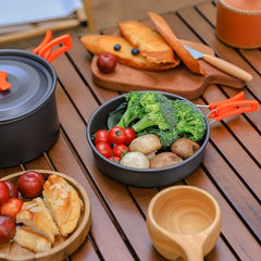 3pcs Cookware Set Camping Pots Pans Outdoor Plates Tableware