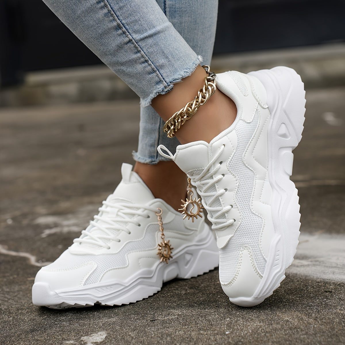 Sun Decor Chunky Sneakers Breathable Running Shoes Dad Shoes