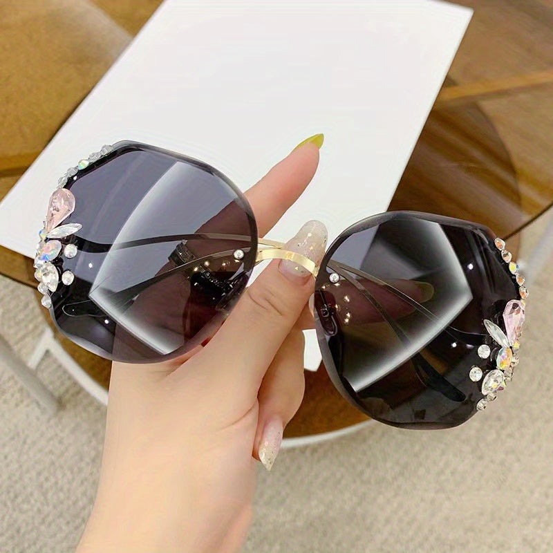 Teen Girls Rimless Sunglasses with Diamond Inlay