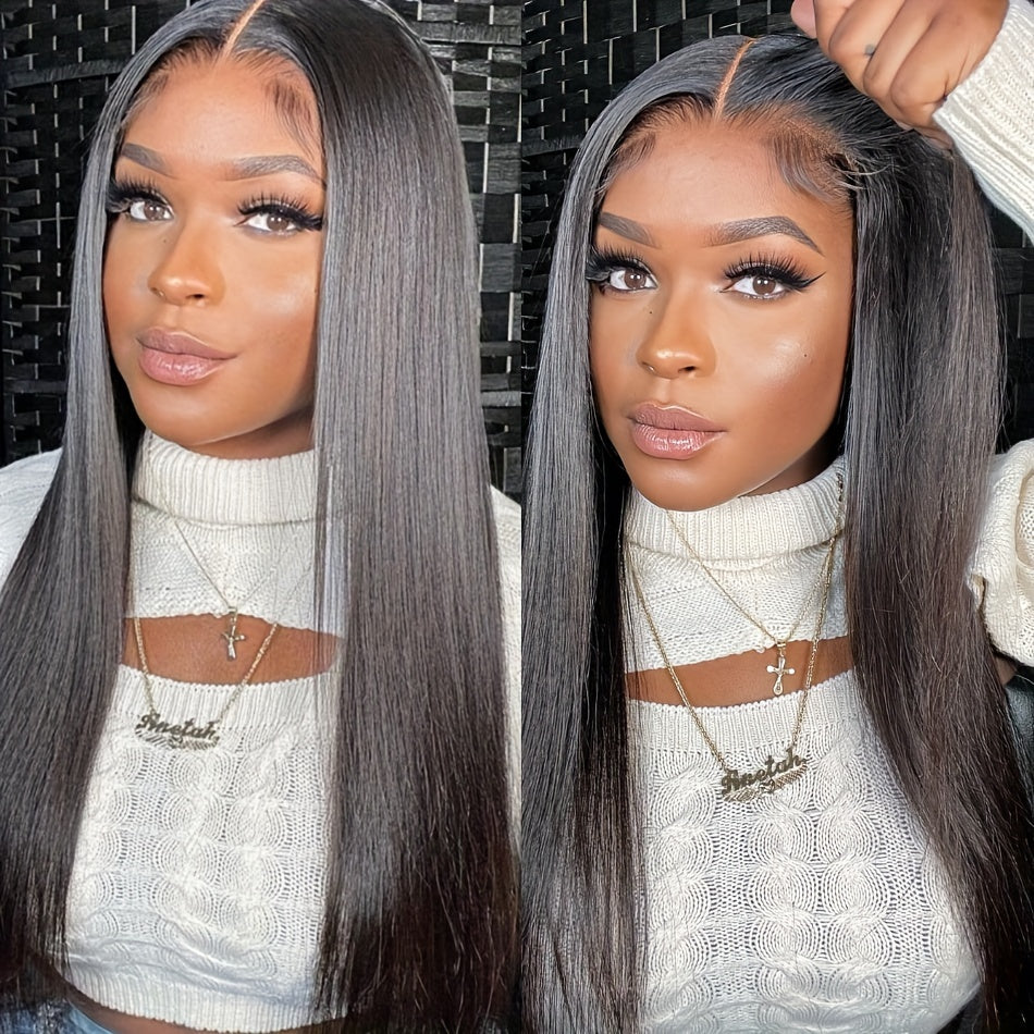 Brazilian Straight Lace Wig 180 Density Natural Look Transparent Lace Closure