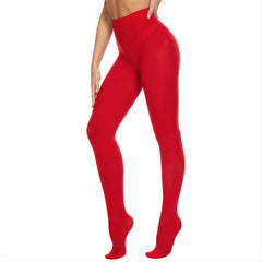 Red Tights 80 Denier Queen Size Pantyhose High Waist