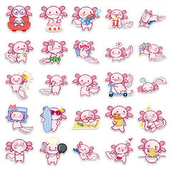 50pcs Pink Newt Animal Vinyl Stickers for Water Bottles Laptop