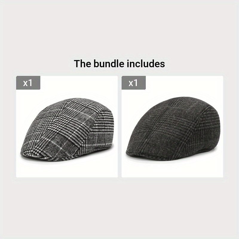 Retro Plaid Warm Cap for Men and Women