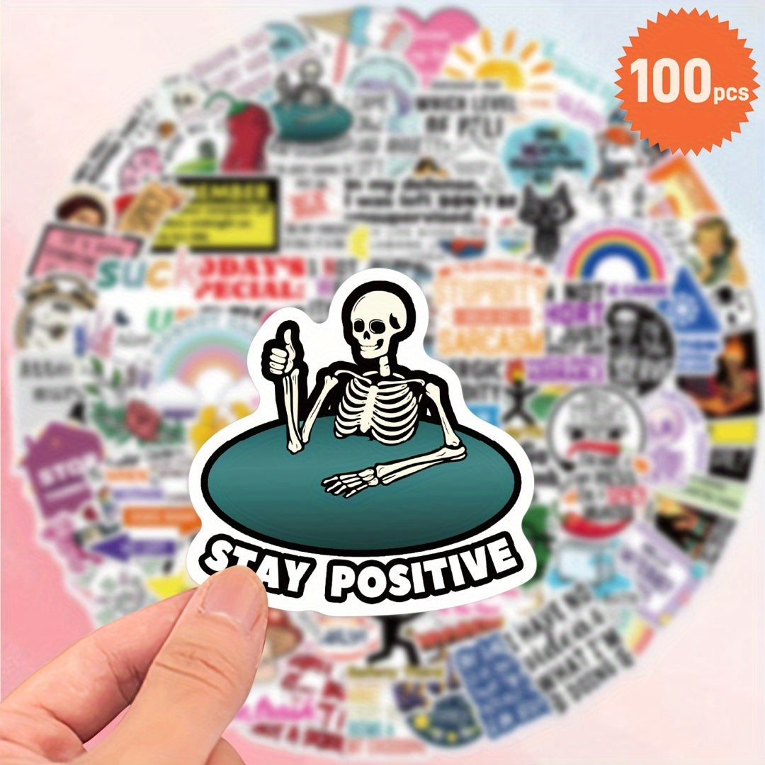 100pcs Humorous Quote Stickers for Laptops Phones Water Bottles Cars