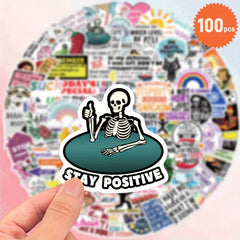 100pcs Humorous Quote Stickers for Laptops Phones Water Bottles Cars