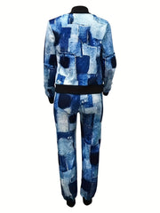 Patchwork Printed Casual Two-piece Set