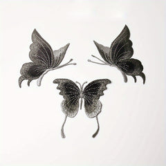 3pcs Set Lace Embroidered Butterfly Patches Sew On Clothes Applique