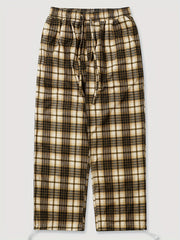 Men's Plaid Drawstring Pants Loose Casual Joggers
