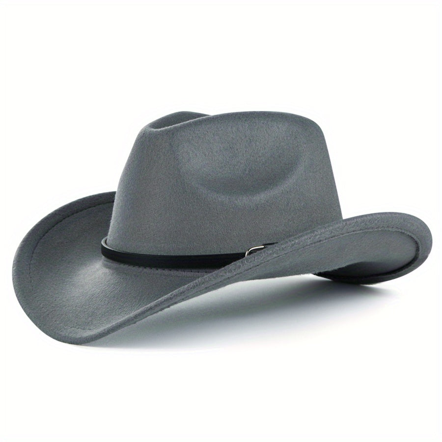 Western Cowboy Felt Hat Men's Rolled Brim Jazz Hat
