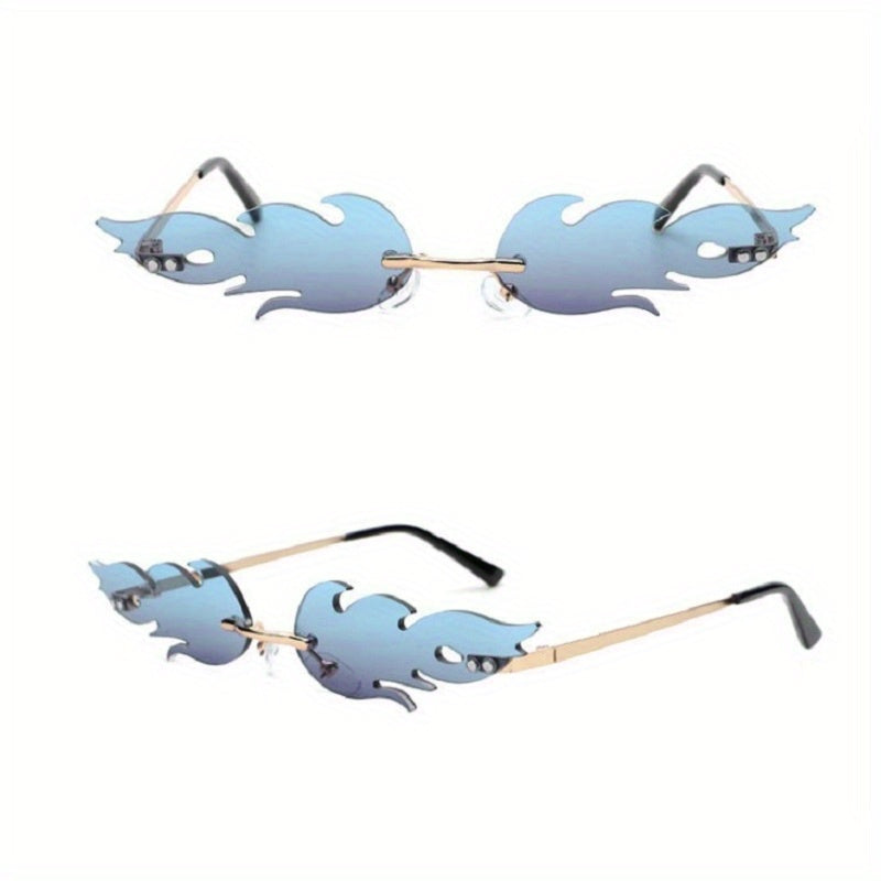 Vintage Rimless Fire Flame Sunglasses for Women