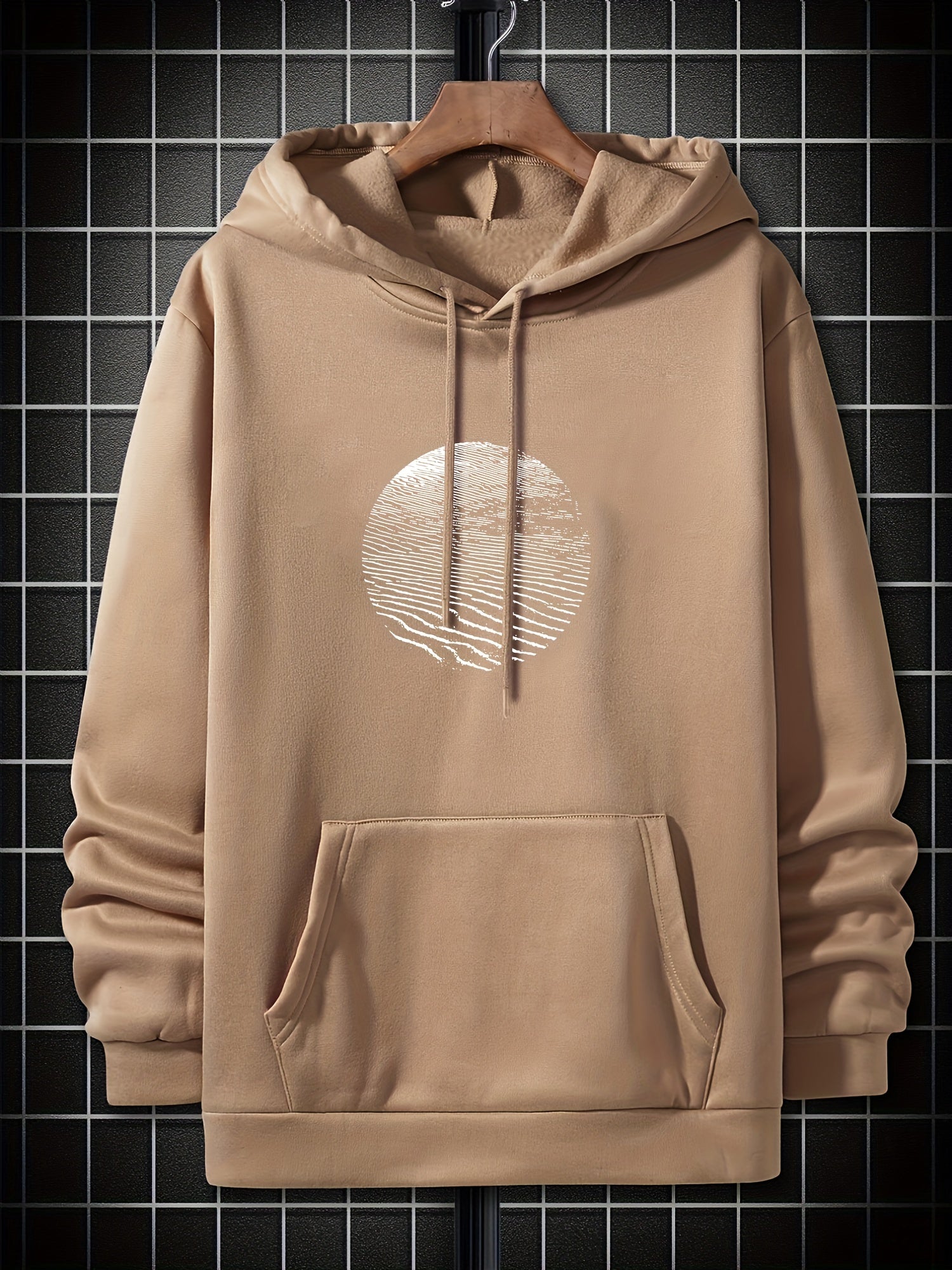 Men's Circle Print Graphic Fleece Hoodie
