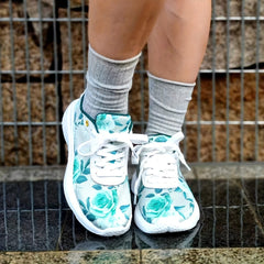 Floral Pattern Anti Slip Flat Sneakers Lightweight Outdoor Work Shoes