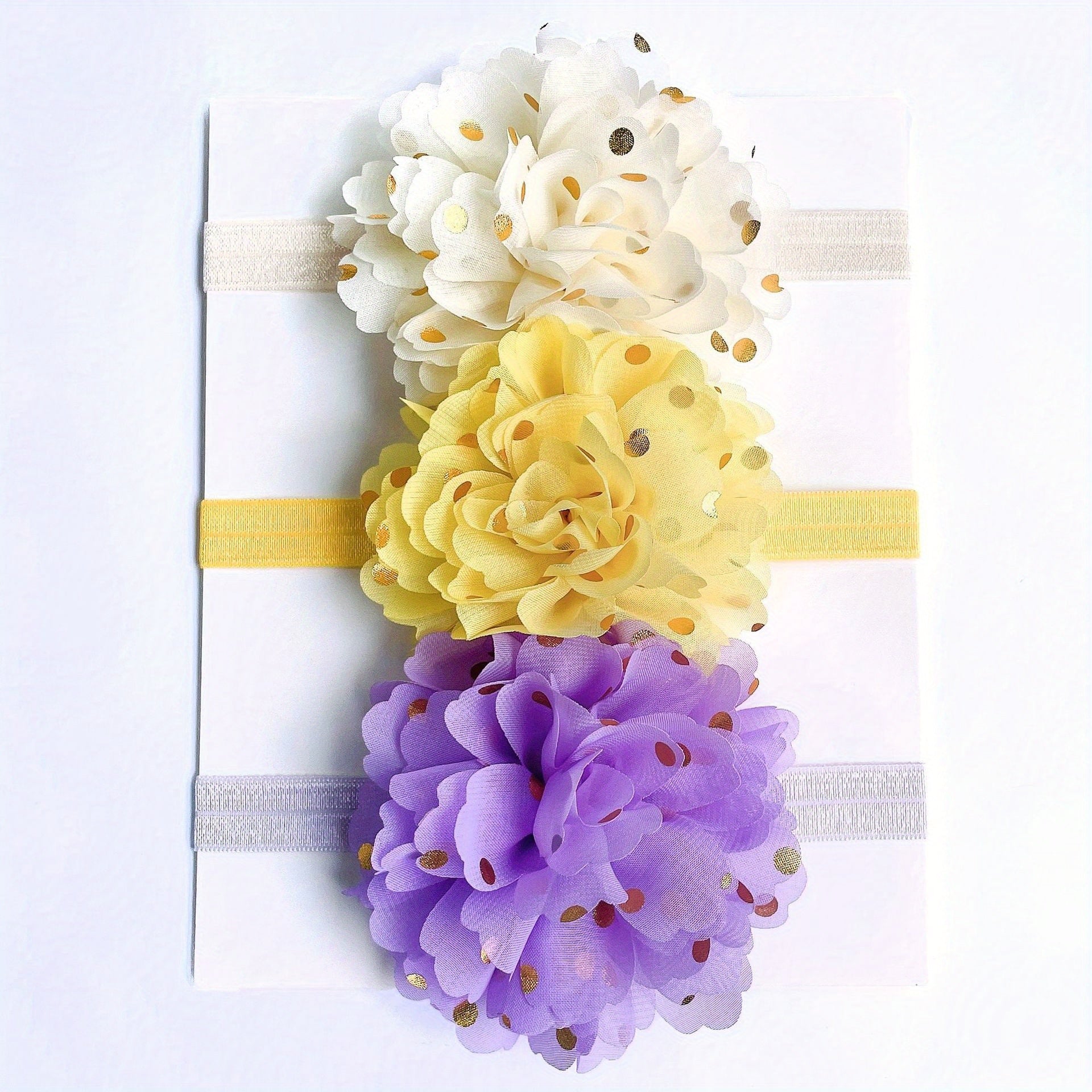3pcs Baby Girls Flowers Headbands Hair Wraps Elastics Hairbands for Newborn