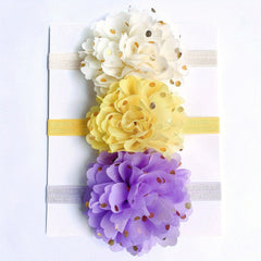 3pcs Baby Girls Flowers Headbands Hair Wraps Elastics Hairbands for Newborn
