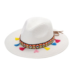 Vintage Spanish Straw Hat Tassel Rope Cowboy Hat Women