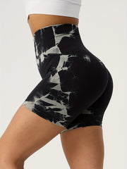 3 Pcs Women's Tie Dye High Waist Sports Shorts for Yoga