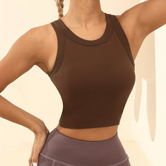 Women's Sleeveless Sport Tank Top With Built-In Bra Yoga Crop Top