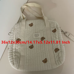 Bear Embroidered Mummy Bag Baby Stroller Hanging Diaper Bag