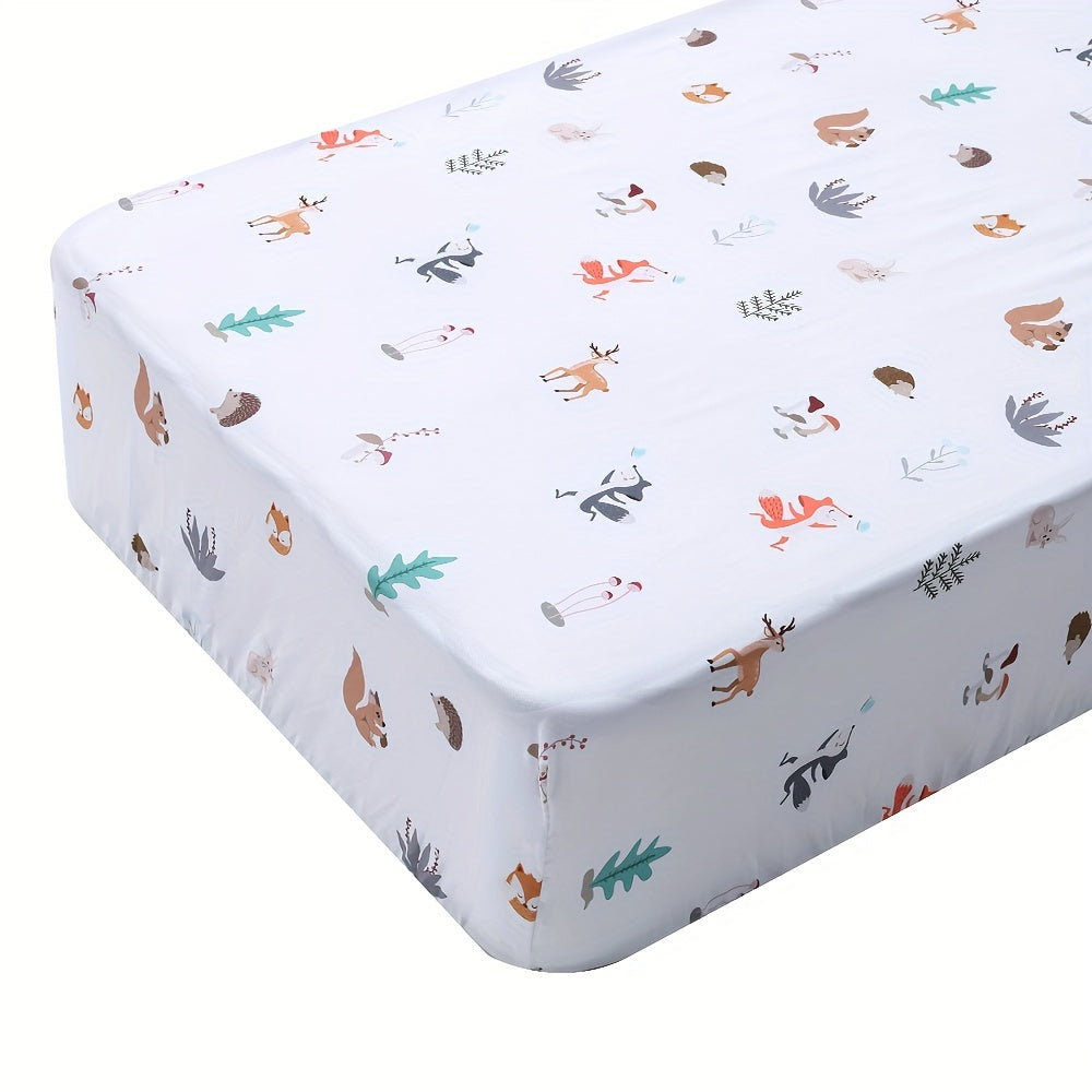 Forest Animals Print Soft Crib Sheet for Boys & Girls 0-3 Years