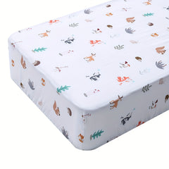 Forest Animals Print Soft Crib Sheet for Boys & Girls 0-3 Years