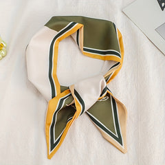 Cartoon Dog Print Skinny Scarf Silky Long Neckerchief Satin Twilly Scarf