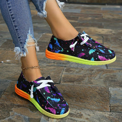 Colorful Bat Pattern Canvas Shoes for Women