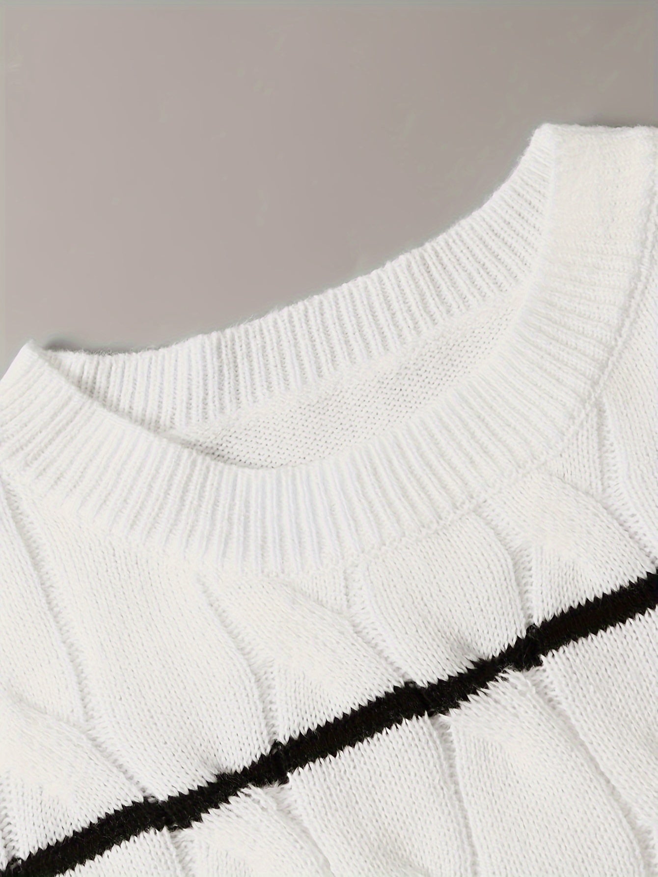 Stripe Cable One Shoulder Jumper