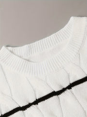 Stripe Cable One Shoulder Jumper