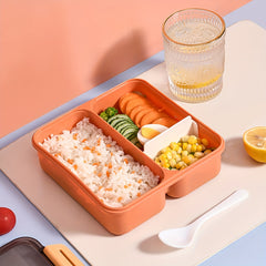 Practical Portable Red Lunch Box With Spoon For Teenagers And Workers