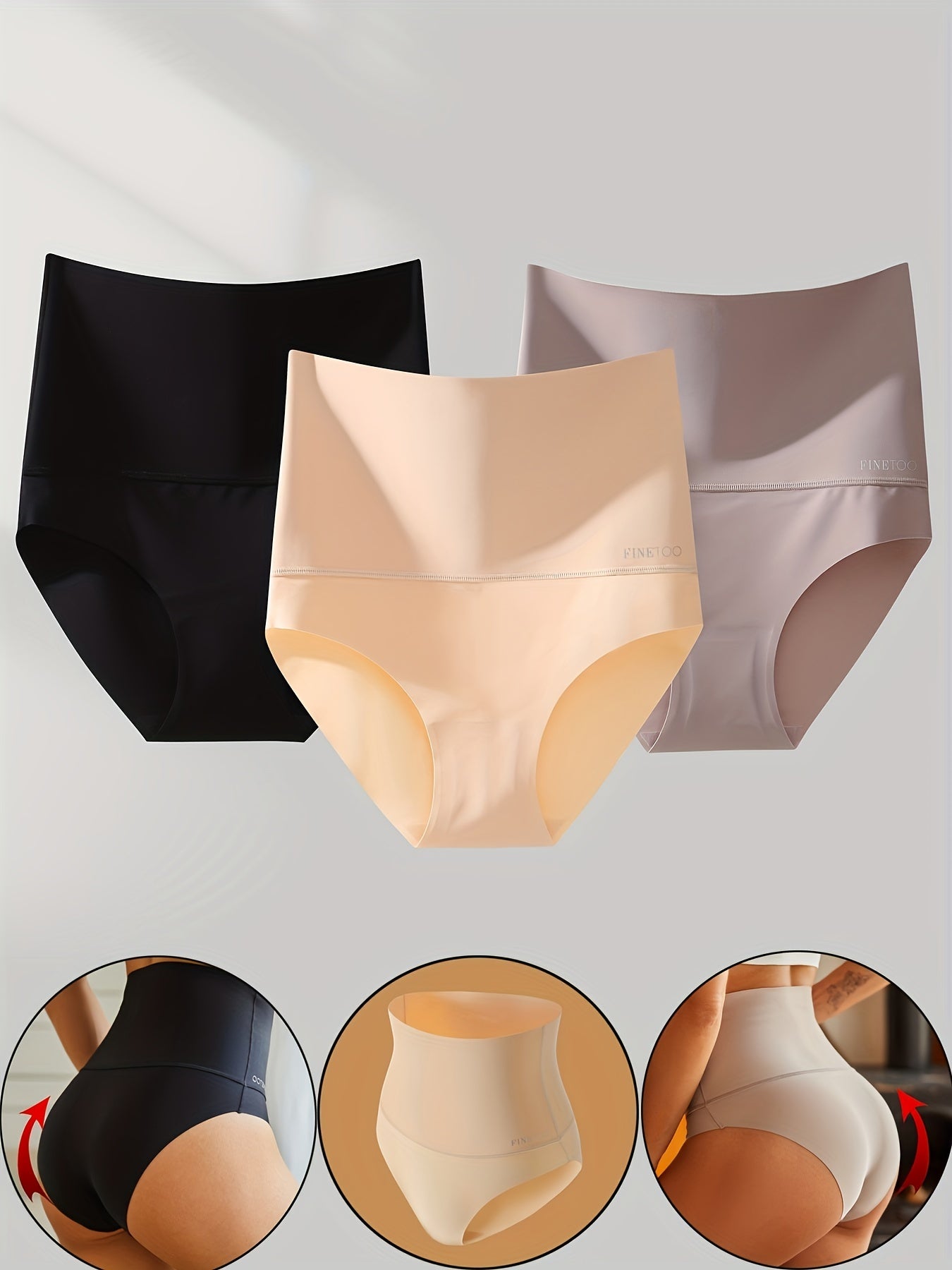 3pcs Seamless High Waist Stretchy Panties Women's Lingerie