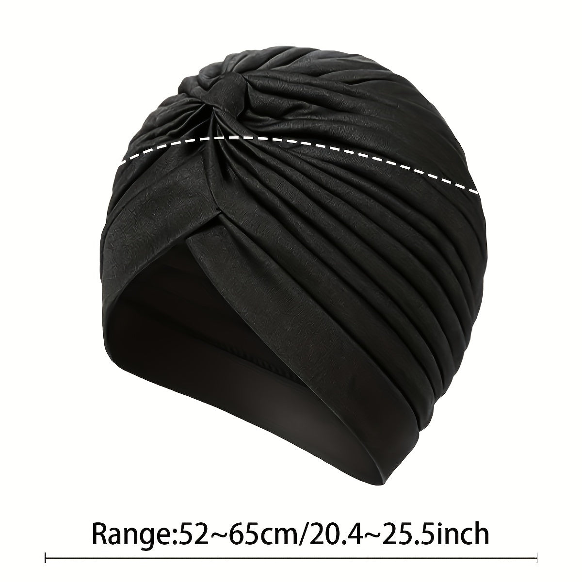 2pcs Pleated Elastic Turban Cap Solid Head Wraps Casual Hijab Hats