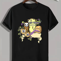 Funny Cartoon Print Men's Graphic Tee for Summer