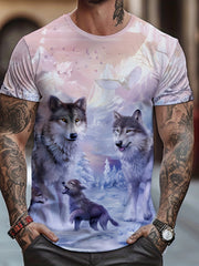 Men's 3D Dog Print T shirt Casual Comfy Crew Neck Tee