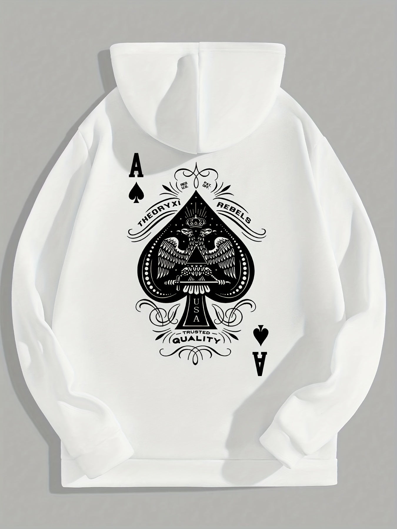 Spade Print Hoodies For Men Graphic Fleece Sweatshirt With Kangaroo Pocket