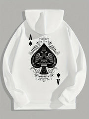 Spade Print Hoodies For Men Graphic Fleece Sweatshirt With Kangaroo Pocket