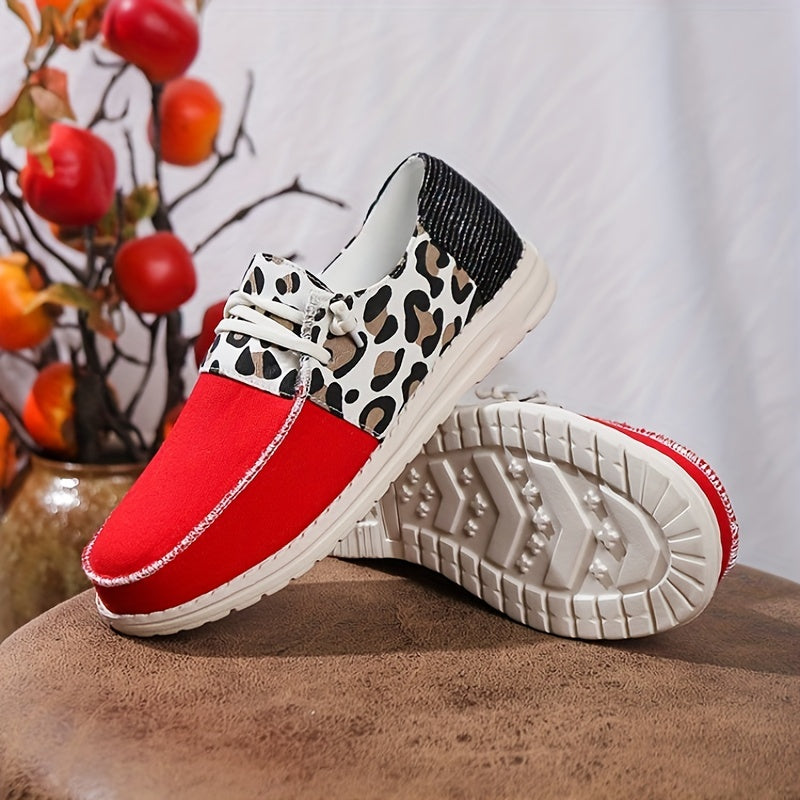 Leopard Print Canvas Slip On Sneakers Casual Loafers
