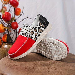 Leopard Print Canvas Slip On Sneakers Casual Loafers