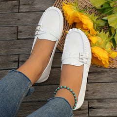 Women's Cross Buckle Strap Loafers Flat Shoes