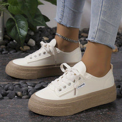 Women's Platform Canvas Shoes Lace Up Low Top Sneakers