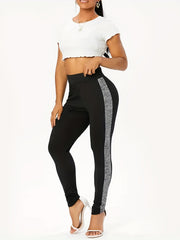 Side Striped High Rise Skinny Leggings