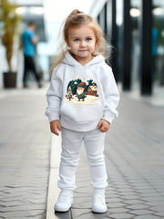 Girls 2pc Santa Claus Hooded Sweatshirt & Solid Sweatpants Set