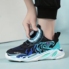Boys Low Top Woven Sneakers Rotating Button Lightweight Anti Slip