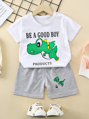 Boys Cartoon Off Road Truck Ride T-shirt & Shorts Set for Summer
