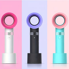 Mini Bladeless Fan USB Rechargeable Portable Handheld Cooler 3 Speed Foldable